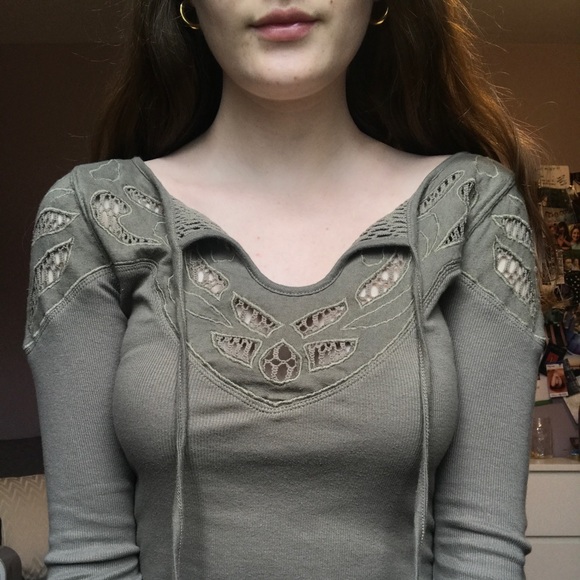 Free People olive green long sleeve - Picture 5 of 9